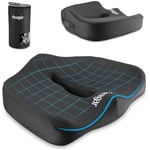 Feagar Coussin de Chaises en Mousse à Mémoire - Coussin Coccyx Ergonomique pour Siège Voiture Auto Conducteur Fauteil Bureau Fauteuil Roulant,Coussin Sciatique,Coussin d Assise,Noir