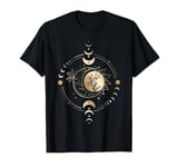 Mystic Moon And Sun Phase Celestial Boho Vintage T-Shirt