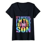 Womens Tie Dye It's Official I'm The Favorite Son V-Neck T-Shirt