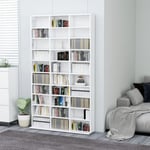 Bonnevie - tagère de Rangement pour cd/dvd Bibliothèque - pour Bureau Salon Chambre Cuisine Blanc brillant 102x16x177,5 cm Bois d'ingénierie BV415406