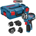 Bosch GSR 12V-35 FC Professional FlexiClick Drill Driver With 4 x Chucks  L-Boxx