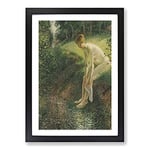 Big Box Art Lady Cleaning Her Leg by Camille Pissarro Framed Wall Art Picture Print Ready to Hang, Black A2 (62 x 45 cm)