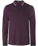 Fred Perry Long Sleeve Polo Shirt Mahogany Small Mens M3636 Tipped