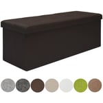 Coffre de Rangement xxl pliante 110x38x38cm incl 2 cloisons 120L Pouf pliable Repose-pieds rectangulaire rembourré 3 places Marron Foncé - braun