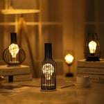 Modern Bordlampa i Svart Metalltråd - Bur Stil - Retro Sänglampa - Batteridriven - För Sovrum, 2