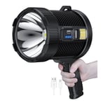 Uppladdningsbar Spotlight, 100000 Lumens Led Spot Lights Handhållen ficklampa Super Outdoor Solar Spotli