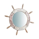 Biscottini Miroir Mural L73,5xPR3.5xH73,5 - Miroir décoratif en Bois Antique - Miroir Bois de mer - Miroir Rond Shabby Chic