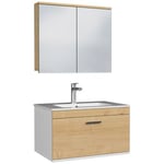 Meuble salle de bain simple vasque RUBITE 1 tiroir Chêne clair L. 70 cm + miroir armoire - Saniverre