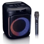 Lenco PA-100 Bluetooth PartyBox - Enceinte de soirée portable - Bluetooth 5.0 et TWS - IPX4 - effets lumineux - 100 Watt RMS - 2400mAh - USB - micro et télécommande - noir