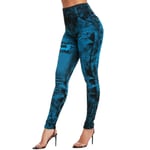 YHWW Leggings,Leggings en Jean Imitation Taille Haute Mince élastique sans Couture, Plus la Taille 3XL Pantalon Crayon Maigre Femme Leggings de Course d'entraînement, D 01, XXXL