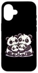 Coque pour iPhone 16 Mère et père aimant de la famille Panda avec deux enfants