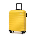 WITTCHEN Valise de Voyage Bagage à Main Valise Cabine Valise Rigide en ABS avec 4 roulettes pivotantes Serrure à Combinaison Poignée télescopique Groove Line Taille S Jaune