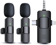 3 in 1 Langattomat Lavalier-mikrofonit iPhonelle, Androidille, kameralle, USB-C-mikrofonille, minimikrofonille kohinanvaimennusvideon tallentamiseen, vlogeihin