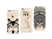 Apple IPHONE 6, IPHONE 6s - Pack Of 3 Shells Soft Gel And Solid With Design