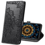 IMIRST Coque Sony Xperia 1 II, Mandala Emboss [Stand Support] [Porte-Cartes de Crédit] [Fermeture Magnétique] Portefeuille Étui Housse Coque pour Sony Xperia 1 II. SD Mandala Black