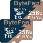 Lot de 2 Carte Mémoire MicroSD 256Go,UHS-I U3 C10 V30 A1(Q790)