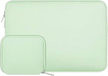 Housse Compatible Avec Macbook Air 15 M3 A3114 M2 A2941 2023 2024/Pro 15, Surface Laptop 15, Dell Xps 15, Hp Stream 14 Pouces, Laptop Sleeve Néoprène Sac Avec Petite Pochette, Vert Miel