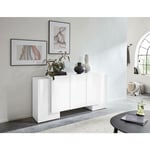 Buffet moderne 5 portes, Made in Italy, Buffet de cuisine, Buffet design de salon, 170x45h85 cm, couleur blanc brillant, avec emballage renforcé