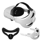 Vakdon VR Silicone Cover + Q2 Adjustable Enhanced Support Head Strap for Oculus Quest 2 Elite Strap Replacement Head Pad VR Accessories for Oculus Quest 2 (White+Black)