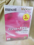 Maxell DVD+RW 4.7GB 120 Min Video Brand New & Sealed 3 Pack Disc High Quality