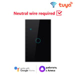 TUYA-Joli d'éclairage intelligent WiFi,1,2,3/4 gangs,US,besoin de melon al line,panneaux muraux tactiles,maison intelligente via Alexa Google Home - Type 1Gang Black