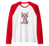 Red Cat Nose Funny Day 2024 Red Cat Nose Cat Kids Girls Raglan Baseball Tee