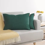 Blumtal Lot de 2 Housses de Coussins 40x60 Vert foncé - Housses de Coussins en Chenille douillettes avec Fermeture éclair cachée, certifiée Oekotex, pour Coussins de décoration et de canapé