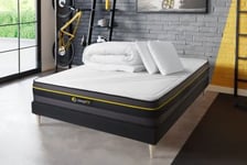 Pack sommier tapissier matelas  Mémoire de forme avec couette et oreillers