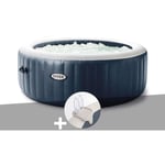 Kit spa gonflable Intex PureSpa Blue Navy rond Bulles 4 places + Porte-verre