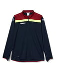 uhlsport Offense 23 1/4 Zip Top Sweat-Shirt pour Homme, Bleu Marine/Bordeaux/Jaune Fluo, M