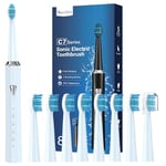 Sonic Electric Toothbrush for Adults and Kids - Rechargeable Sonic Toothbrush with 8 Brush Heads, 120 Days of Use with 3-Hour Fast Charge, 5 Modes with 2 Minutes Built in Smart Timer, Gift for Family