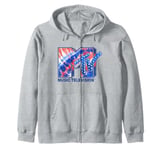 MTV Music Television Tie Dye Stars Big Chest Logo Zip Hoodie