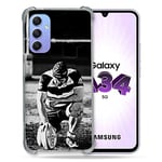 Cokitec Coque Renforcée en Verre Trempé pour Samsung Galaxy A34 5G Sport Rugby Noir Blanc