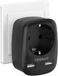 Adaptateur Prise Anglaise Uk Angleterre France, Adaptateur Prise Irlande Avec 2 Usb, Adaptateur Prise Anglaise Vers France Pour Irlande Royaumeuni Qatar Bretagne Écosse, Adaptateur Type G, Noir