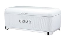 KitchenCraft Lovello Bread Bin, White Bread Bin, Textured Retro Bread Bin, 42 x 22 x 18 cm, White