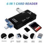 Adaptateur de carte mémoire pour appareil photo XIAOMI Mini SD,carte TF,HUB USB OTG,mini pilote de disque flash U,type C,6 en 1 - Type Black 6 IN 1