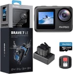 Brave 7 Le Caméra Sport Avec Carte Mémoire U3 De 64 Go, Action Cam 30fps 20mp Wifi, Caméra De Plongée 40m Avec Écran Tactile Ipx7, Camera Sport 4k Stabilisateur Eis 2.0 Avec Double[One145387]