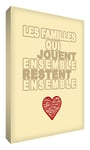 Feel Good Art Toile sur Cadre les Familles qui Jouent Ensemble Restent Ensemble, Crème 40 X 60 cm