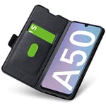 Aunote Coque Samsung A50/A50S/A30S, Housse Samsung A50 Rabat/Clapet en Cuir PU Portefeuille Livre, Etui Samsung A50, Protection Flip/Folio Phone Cover Case, Porte Carte Magnétique. Noir