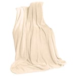 CelinaTex Couverture TV Couverture Douillette 150 x 200 cm crème Blanc Coral Fleece Couvre-lit Microfibre Couverture de canapé Jeté de lit