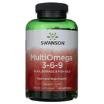 Swanson MultiOmega 3-6-9 Huile de lin, de bourrache et de poisson, 120 capsules