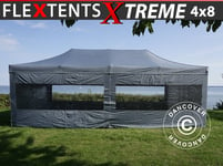 Snabbtält Depåtält Easy-up tält Eventtält Partytält FleXtents Xtreme 50 4x8m Grå, inkl. 6 sidor