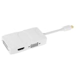 Connectique Câble & adaptateur moniteur 3 en 1 Mini DisplayPort mâle vers HDMI + VGA + DVI convertisseur femelle pour Mac Book Pro Air, longueur de câble: 8cm (blanc)