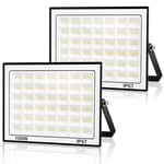 URTBST 100W Projecteur LED Extérieur,10000LM Spot LED Extérieur IP67 Imperméable Projecteur Exterieur LED,7000K Blanc Froid Projecteur Exterieur,Luminaire Exterieur pour Garage,Patio,Jardin (2 Pièce)