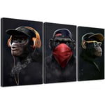 Wise Monkeys Canvas Wall Art Print Canvas Prints För Vardagsrum Modern Heminredning 30x50cm 3 Delar Canvas Endast