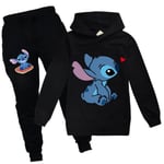 Lilo Stitch Kid Pojkar Huvtröja Jogger Träningsbyxa 2 ST Kläder W black 170cm