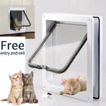 Pet Door 4-way Lockable Dog & Cat Flap Small Medium Large Magnetic Door Frame Uk