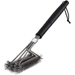 Sainlogic Brosse Barbecue, 3 en 1 Brosse Nettoyage Barbecue, Brosse de Barbecue en Acier Inoxydable, 360° de Nettoyage, 45 cm Long PP Isolation Thermique Poignée, Noir