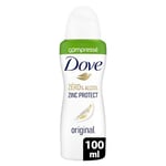 DOVE - Déodorant Femme Original Zinc Protect - Spray Compressé - 0% Alcool - 72h de protection anti-odeurs- 100ml