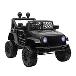 HOMCOM Kids Electric Ride On Car 12V Off Road Toy with Parental Remote Control 2 Motors Horn Lights Suspension Wheels for 3-6 Years Old Black